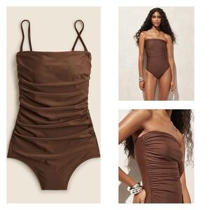 NWT J. Crew Brown One Piece Swimsuit M